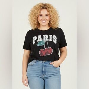 NWT No Boundaries Paris Cherry Graphic T-Shirt